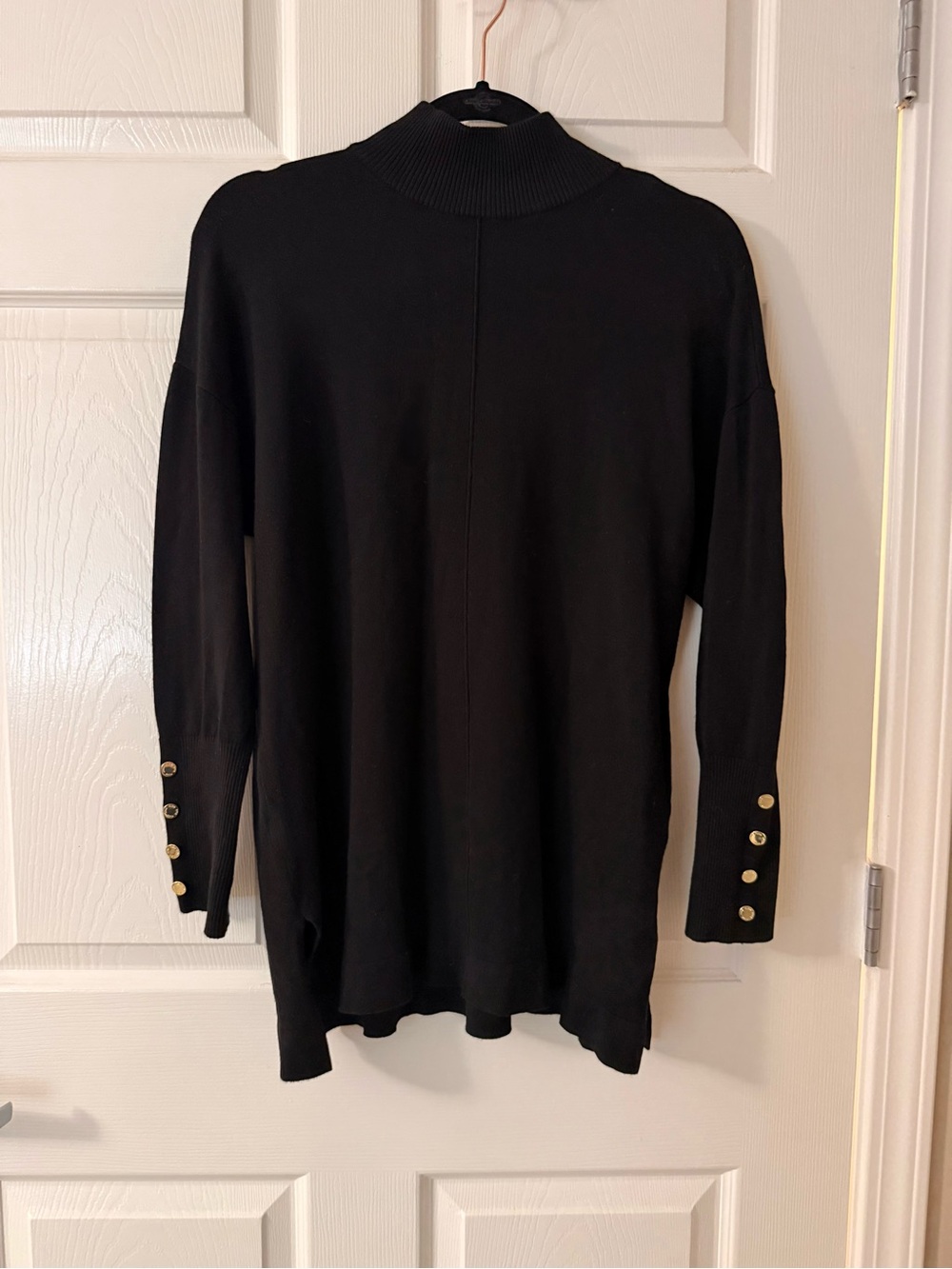 Anne Klein Women's Mock Neck Sweater with Gold Button Detail